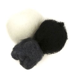 Набор шерсти для валяния кардочесанной Черно-белые оттенки 3 цв.*10 г Rosa Talent 1203375