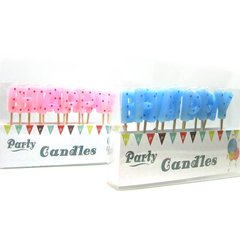 Свічки-набір для торта Party Candles Буквы 'HAPPY BIRTHDAY' горох, блакитні та рожеві 031116