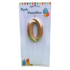 Свічка для торта золота Цифра-0 Party Candles 7см 031185-0з