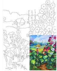Картина раскраска с контурами на холсте 30*40см Rosa хлопок, акрил Пейзаж №17