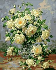 Картина раскраска по номерам на холсте - 40*50см Mariposa Q1115 Букет белых роз