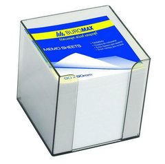 Папір для нотаток-куб БІЛИЙ 1000арк в пласт футлярі (димчатий) BUROMAX 9*9*9см 2290-02