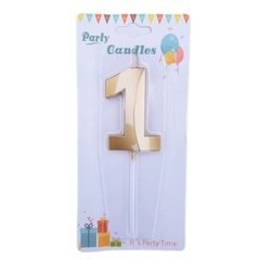 Свічка для торта золота Цифра-1 Party Candles 7см 031185-1з