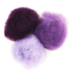 Набор шерсти для валяния кардочесанной Фиолетовые оттенки 3 цв.*10 г Rosa Talent 1203370