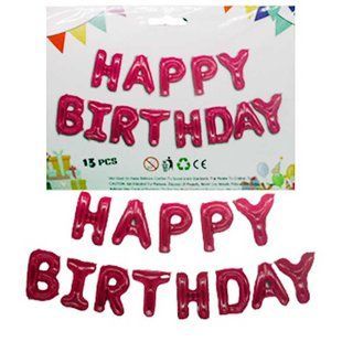 Повітряна кулька набір Happy Birthday 13шт фігурний Pink 1215-P