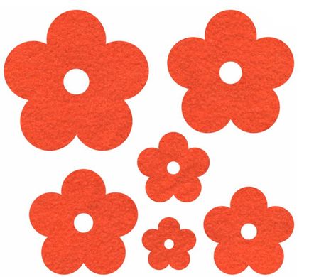 Набір декор елементів Rosa Talent фетр Квіти 6шт 290**, Оранжевый