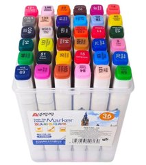 Маркер двустор. SketchMarker Aodemei для паперу набір 36шт квадратні M6138-36 пластиковий бокс