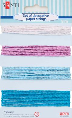 Шнур декоративний паперовий Santi набір 4шт*2м Рожево - Блакитний 952039