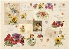Декупажная карта-бумага 50*70см 98709 Воспоминания-открытки, конверты, цветы