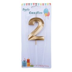 Свічка для торта золота Цифра-2 Party Candles 7см 031185-2з