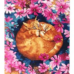 Картина по номер. на дереві 40*50см ЛИДЕР 5286 Коти у квітах