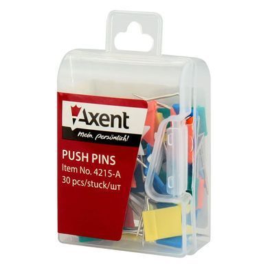 Кнопки-прапорці кольорові Axent 30шт в пласт футл 4215