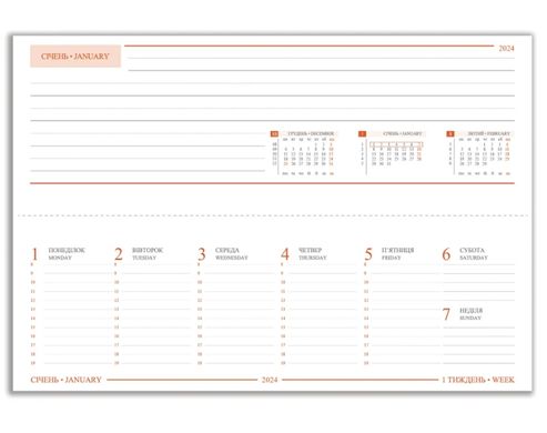 Планинг 2024 Leo Planner 34,5*12,5см Whisky 25247*, Коричневый