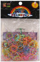 Гумки для плетіння Rainbow Loom 200шт. зебра Асорті мікс полупрозорі 1337 +рогатка +гачок
