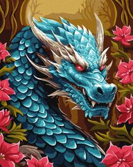 Картина раскраска по номерам на холсте - 40*50см Идейка КН5114 Могущественный дракон, с красками металлик