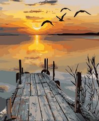 Картина по номер. на холсті 40*50см Strateg GS575 Захід сонця на озері