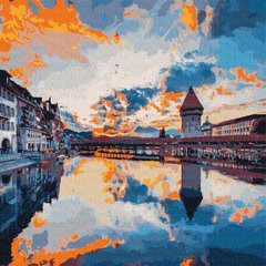 Картина раскраска по номерам на холсте - 50*50см Идейка КН3597 Любимая Швейцария