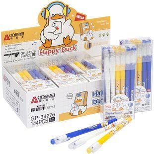 Гелевая ручка Пиши-стирай Aodemei Happy Duck пишет синим GP-34276 наконечник игольчатый