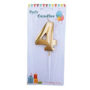 Свічка для торта золота Цифра-4 Party Candles 7см 031185-4з