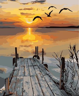 Картина по номер. на холсті 40*50см Strateg GS575 Захід сонця на озері