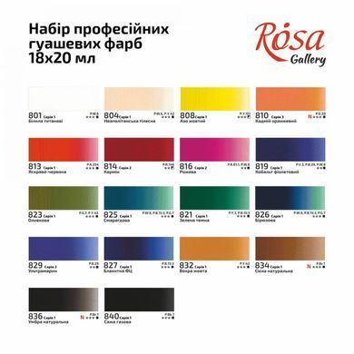 Гуашь Rosa Gallery набор 18цв. по 20мл 221554