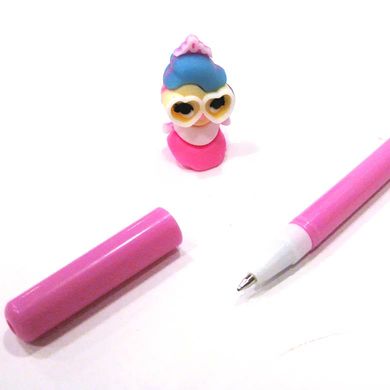 Кулькова ручка з насадкою Лялька ЛИДЕР асорті, пише синім №2033