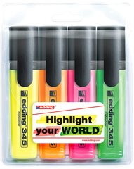 Набір текстових маркерів 4шт. Edding Highlighter 2-5мм 345/4/SE