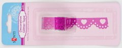 Скотч декоративний Santi 'Мереживо з серцями' Рожева 2м 952693