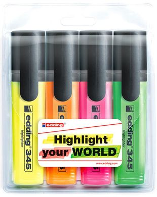 Набор текстовых маркеров 4шт Edding Highlighter 2-5мм 345/4/SE