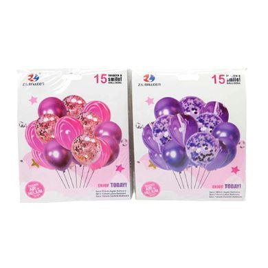Шарик воздушный ZYBalloon набор 15шт., 30см Микс, ассорти 1212-15