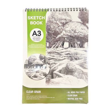 Альбом для ескізів скетчбук А3 24арк 150г/м2 Clear Grain SketchPad на спіралі А32401