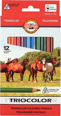 Олівці кольорові товсті 12кол. Koh-i-Noor 3142 Triocolor Jumbo 'Horses'