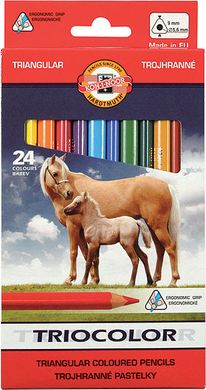 Олівці кольорові товсті 24кол. Koh-i-Noor 3144 Triocolor Jumbo 'Horses'