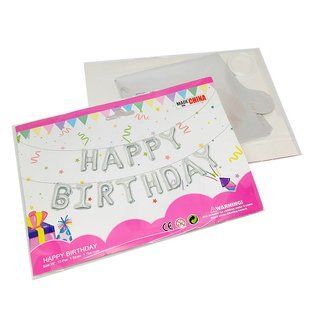 Повітряна кулька набір Happy Birthday 13шт фігурний Silver 1215-2