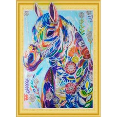 Алмазная живопись мозаика по номерам на холсте 40*50см Лидер 019 Цветочный конь