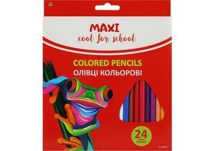 Олівці кольорові 24кол. Maxi Animal World пластикові MX11527