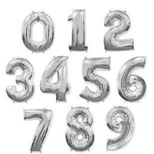 Шарик воздушный Лидер-ZYBalloon Цифра 40см 1шт, ассорти 0-9 серебро 1214-8-H
