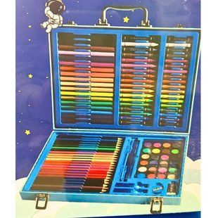Набор для рисования Лидер Художественный чемодан 128 предметов Космонавт, дер. чемодан 128-C