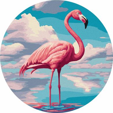 Картина раскраска по номерам на холсте d-33см Идейка КНО-R1022 Изысканный фламинго