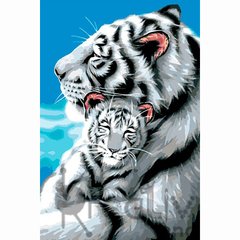 Картина раскраска по номерам на холсте 20*30см Josef Otten RAS2303_O Белые тигры