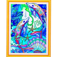 Алмазная живопись мозаика по номерам на холсте 40*50см Лидер 215 Пара дельфинов
