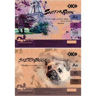 Альбом для ескізів скетчбук А4 ZiBi 100г/м2 40арк крем блок, спіраль ZB.148*, Фиолетовый