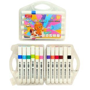 Маркер акриловий Aodemei Acrylic Marker набір 12шт трикутні змиваємі 6156-12 у пластиковому футлярі