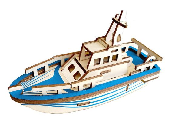 Деревянная сборная 3D модель WoodCraft Спасательный катер (19,5*6,5*10,7см) XA-G030H