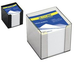 Папір для нотаток-куб БІЛИЙ 1000арк в пласт футлярі (прозорий) BUROMAX 9*9*9см 2290-03