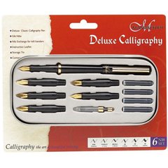 Набор для каллиграфии Manuscript Deluxe Calligraphy (ручка 6 пер 4 картириджа конвертер пенал) MC1155