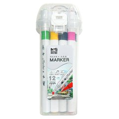 Маркери двосторонні SketchMarker MS для паперу набір 12шт тригранні 2668-12/13549 пласт. бокс