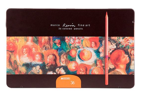 Олівці кольорові 36кол. Marco Renoir Fine Art у металевій коробці 36TN