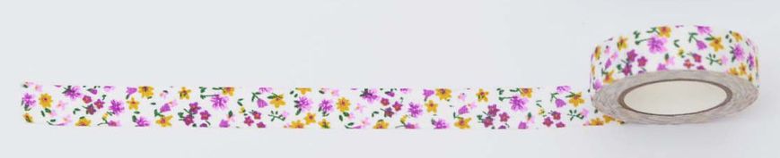 Скотч декоративний Santi текстильний 'Різнокольорові квіти' 1,5см*5м 952629