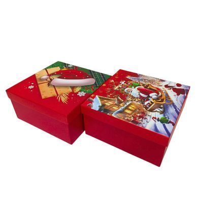 Коробка подарочная квадрат 15*15*6,5см Новогодняя микс 3570/2034Y-404-S